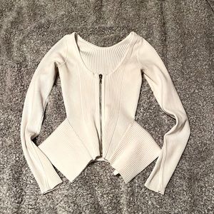 Fitted zip up White Guess Sweater